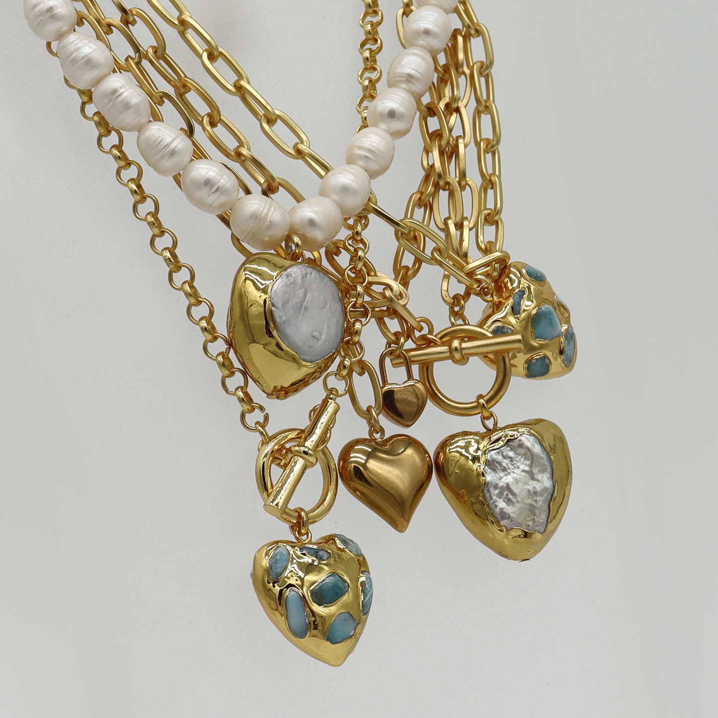 Pure Heart Necklace - Gold and Pearl Pendant