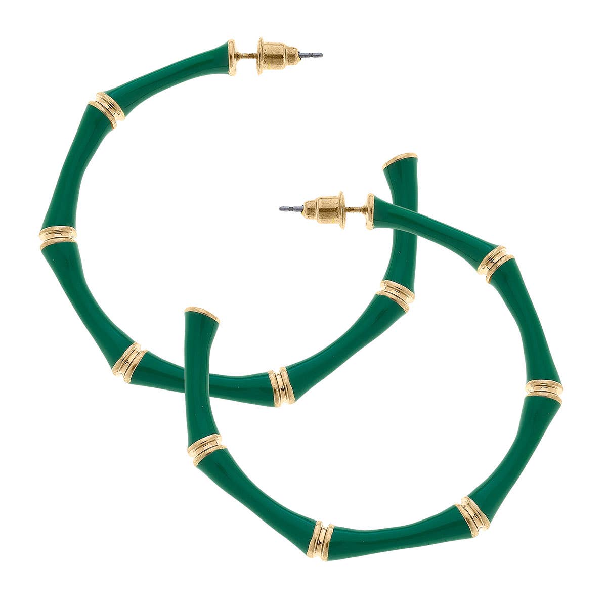 Celeste Enamel Bamboo Hoop Earrings