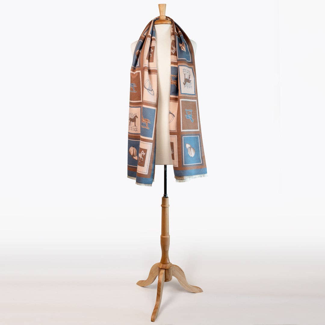 Hunt Club -  Equestrian Motif Luxe Shawl