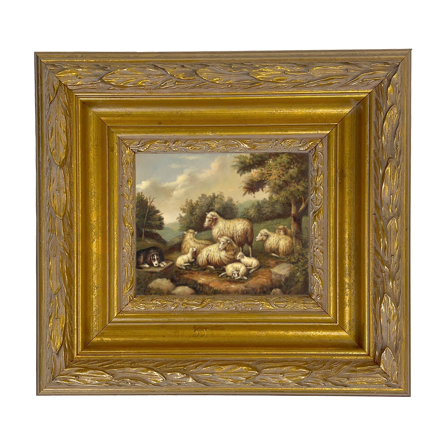 Sheep in Landscape Framed Painting Print on Canvas