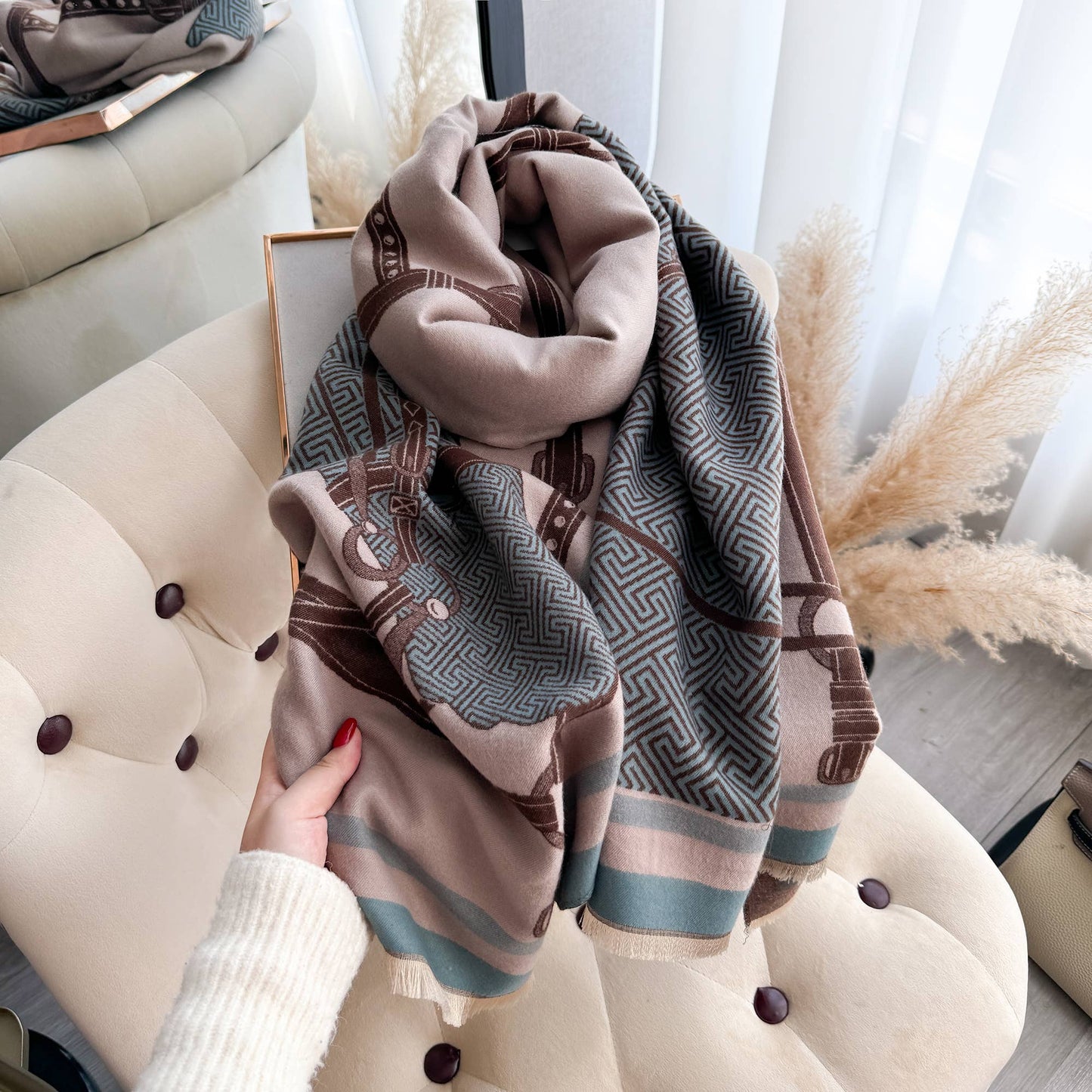 Equestrian Blue / Brown Equine Halter Reversible Wrap