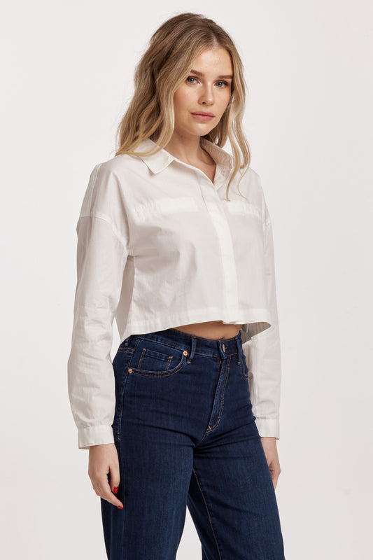 Dear John Cropped Arianna White Blouse