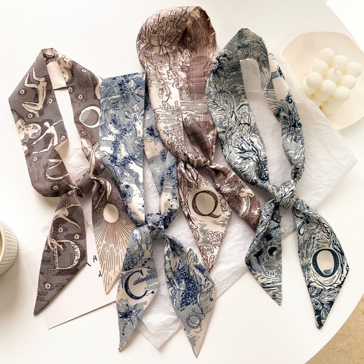 Initial Silk Scarf – Personalized Gift Accent for Her