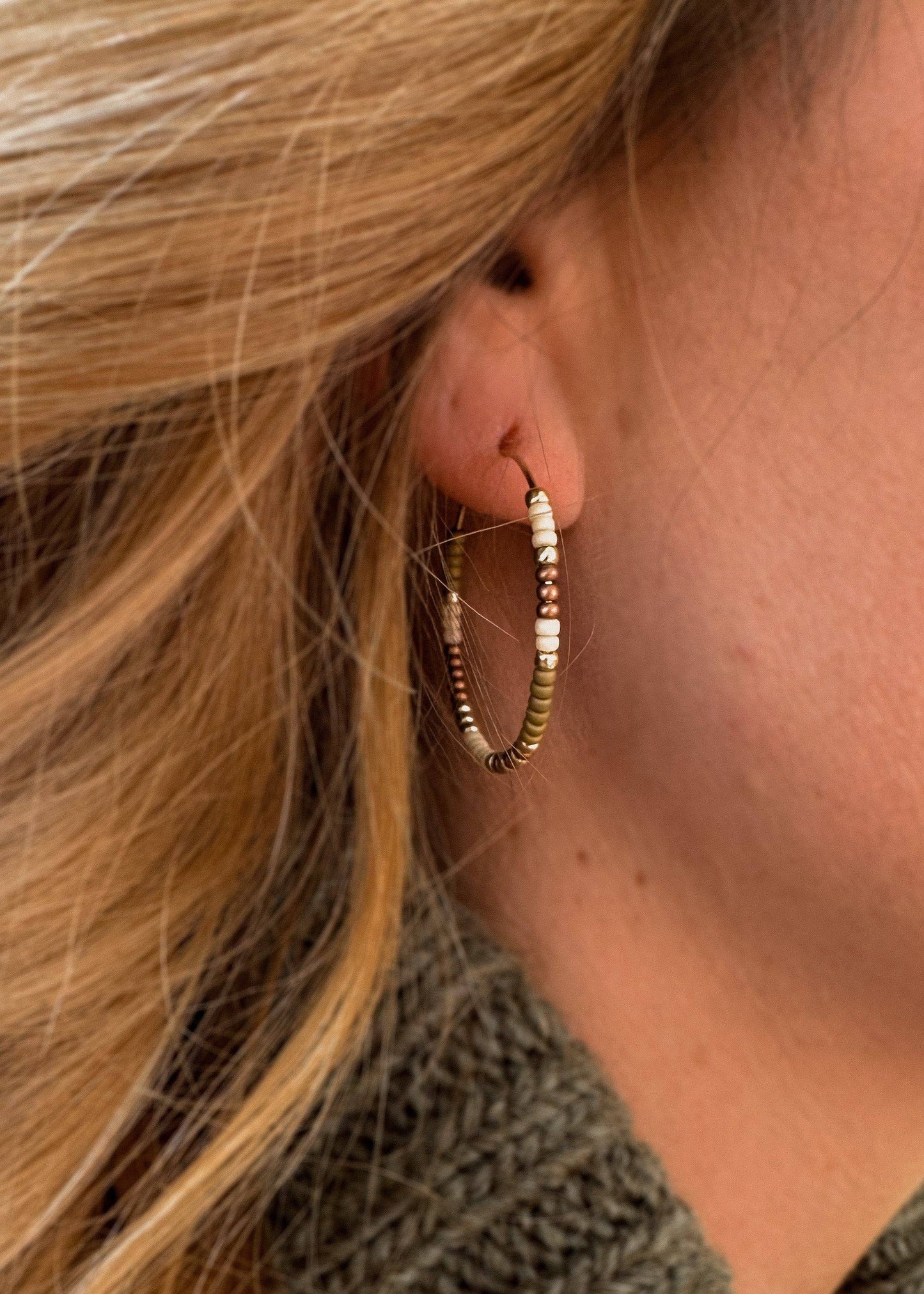 Fall Beaded Hoop Earrings | 14k Gold Fill & Sterling Silver
