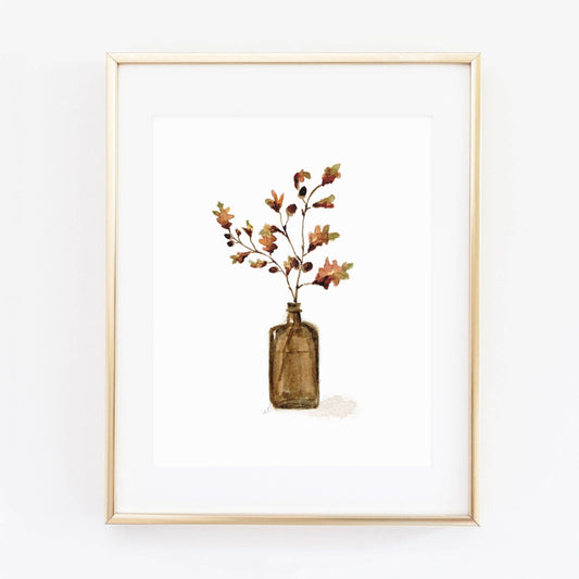 Acorn branch art print