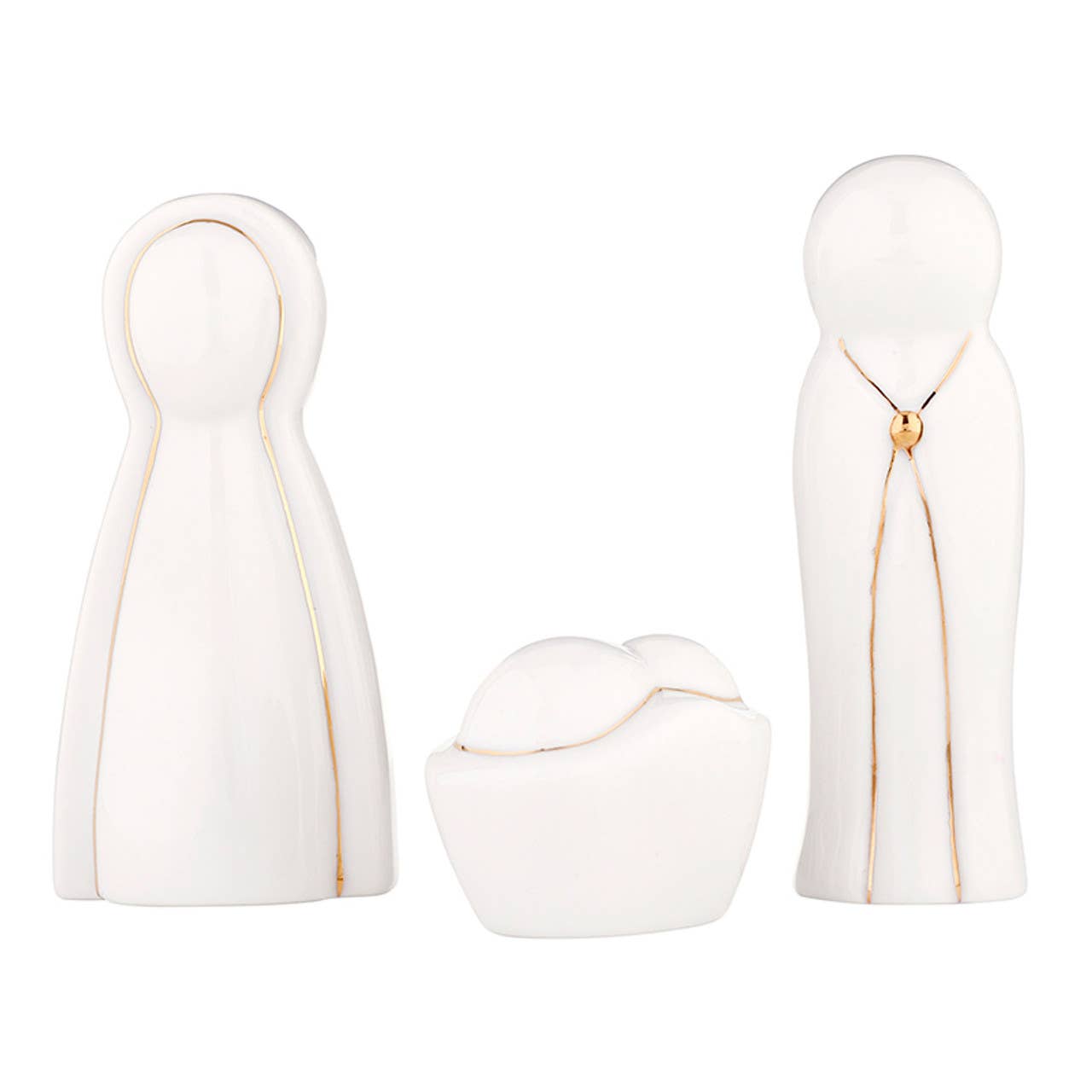 Ceramic Figurines Pine Wood Box - Holy Family - Large