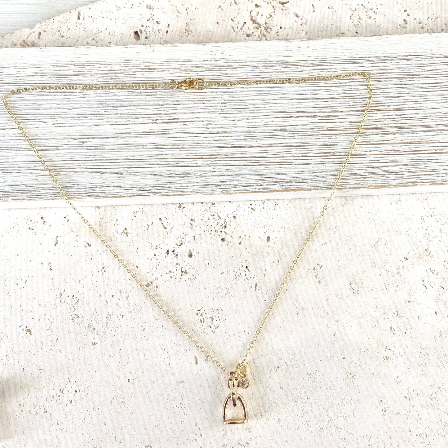 Horse jewelry stirrup necklace, equestrian, derby