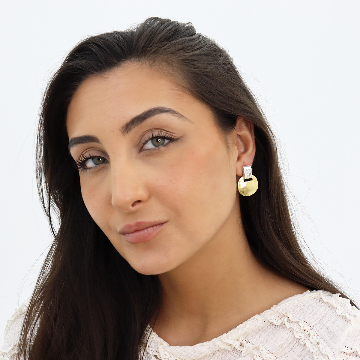 Mixed Metal Short Drop Earrings