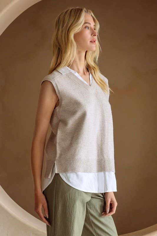 Mix Media Shirt Vest