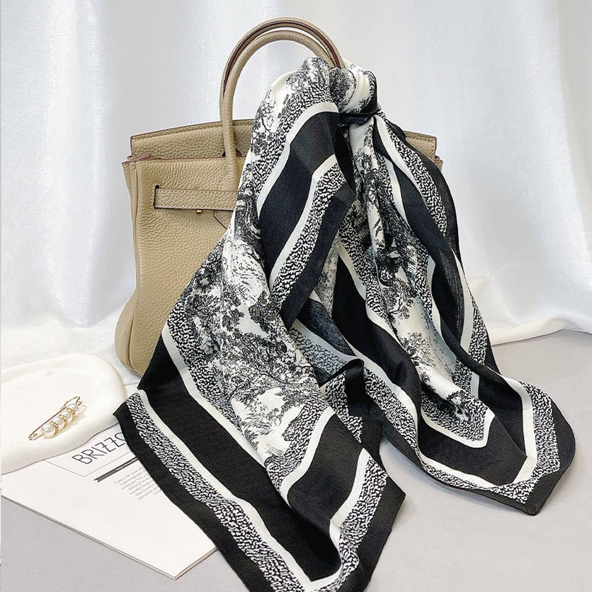 Ink Art Velvet Scarf – Winter Square Shawl 90cm_CWASC0888