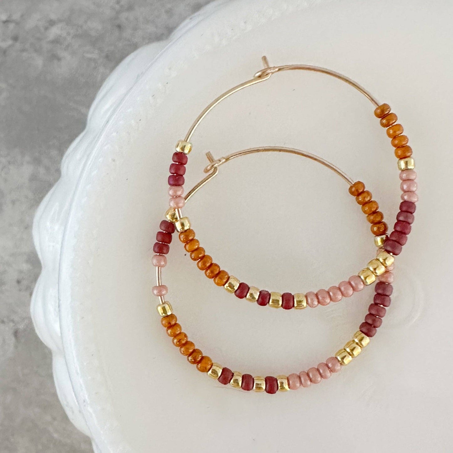Holiday Beaded Hoop Earring |14k Gold Fill & Sterling Silver