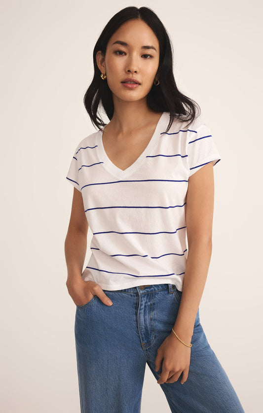 Z Supply Striped Modern V-Neck Tee