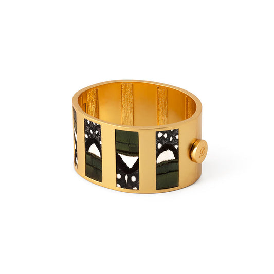 Brackish Sage Striped Hinge Cuff