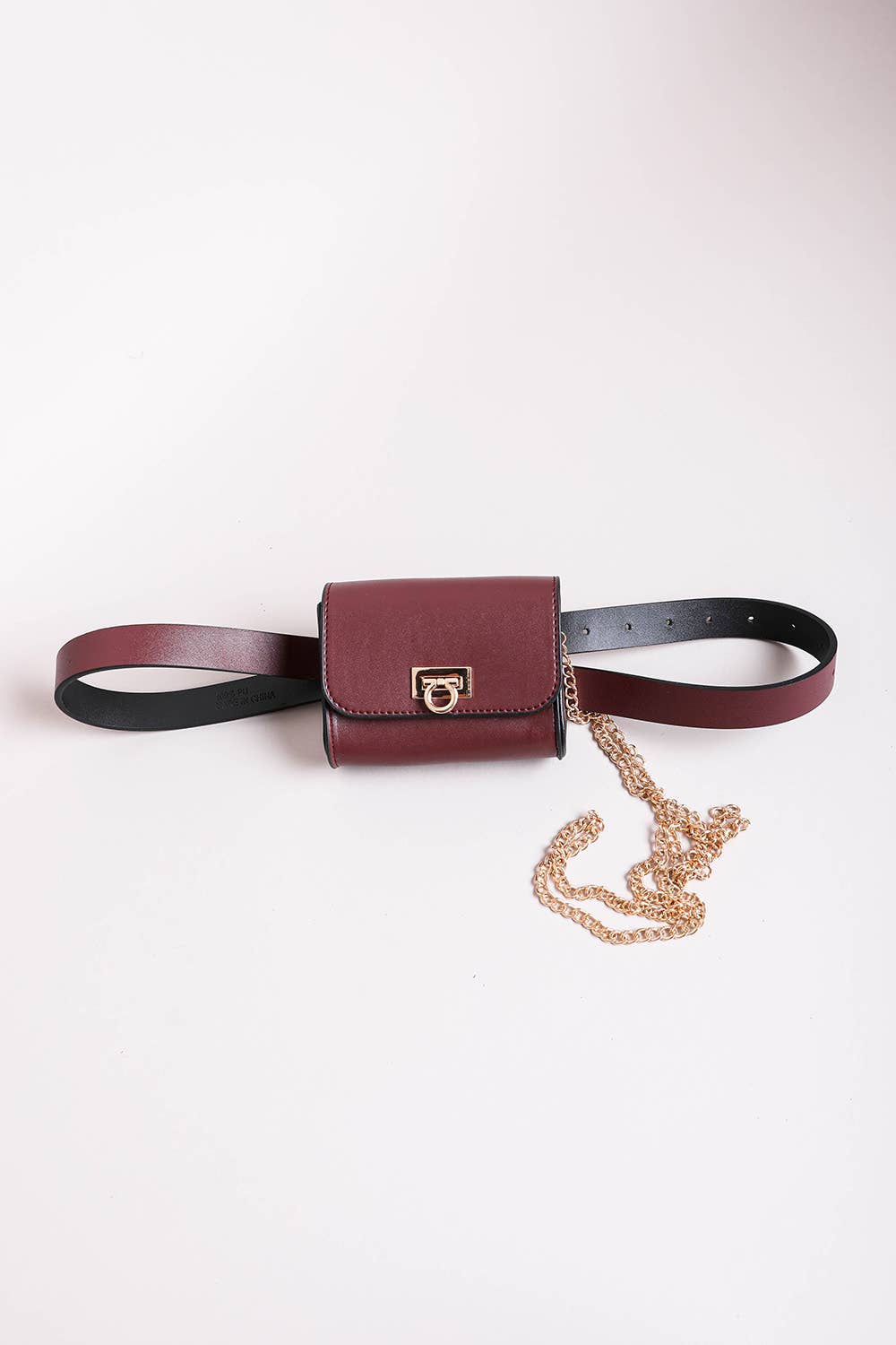 Versatile Mini Faux Leather Belt Bag with Gold Chain ⛓