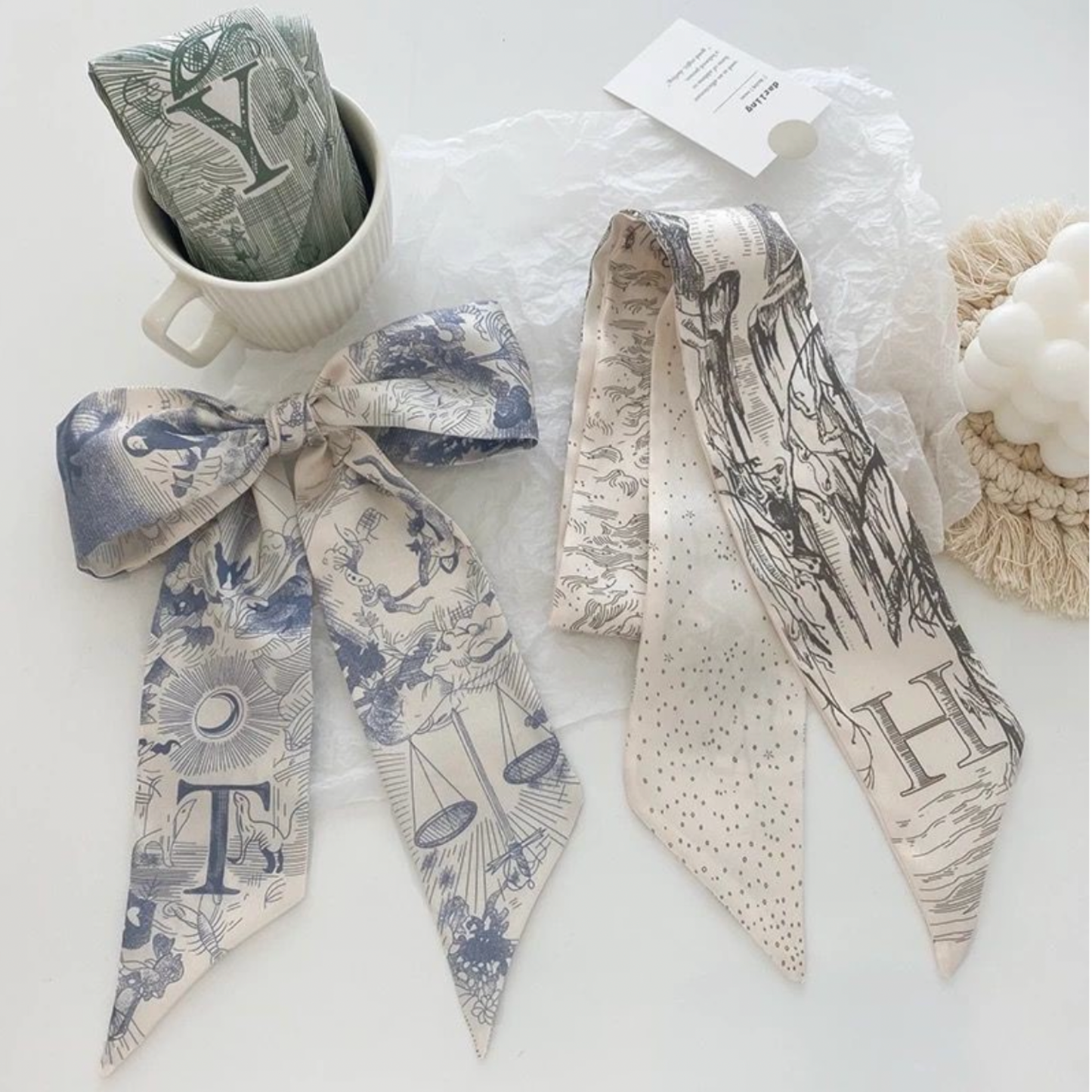 Initial Silk Scarf – Personalized Gift Accent for Her
