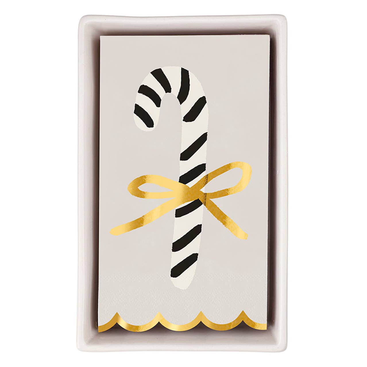 Ceramic Guest Napkin Tray + Napkins - Candy Cane