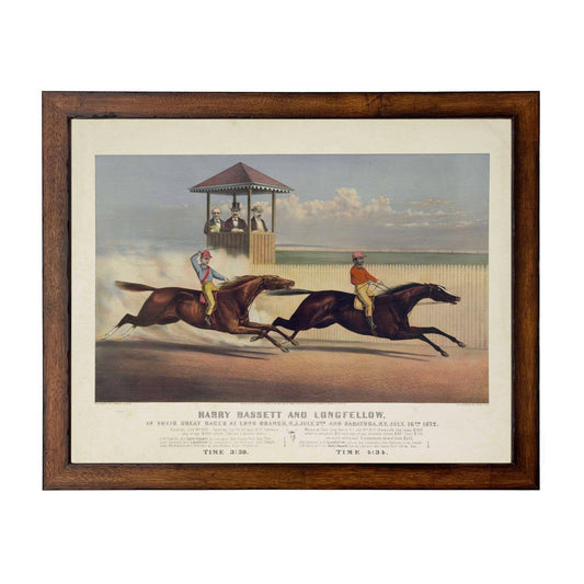 Horse race bookplate H on a distressed background