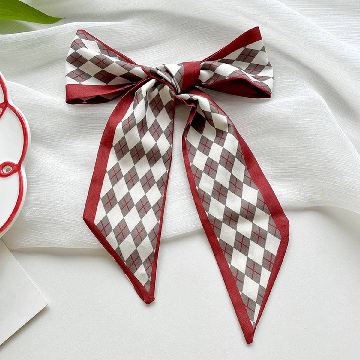 Red Skinny Twilly Scarf – Hair  Ribbon Accessory_CWASC1981