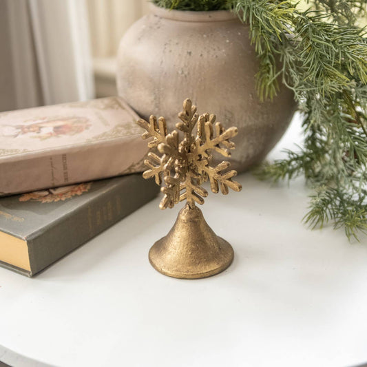 GOLD METAL SNOWFLAKE ON STAND