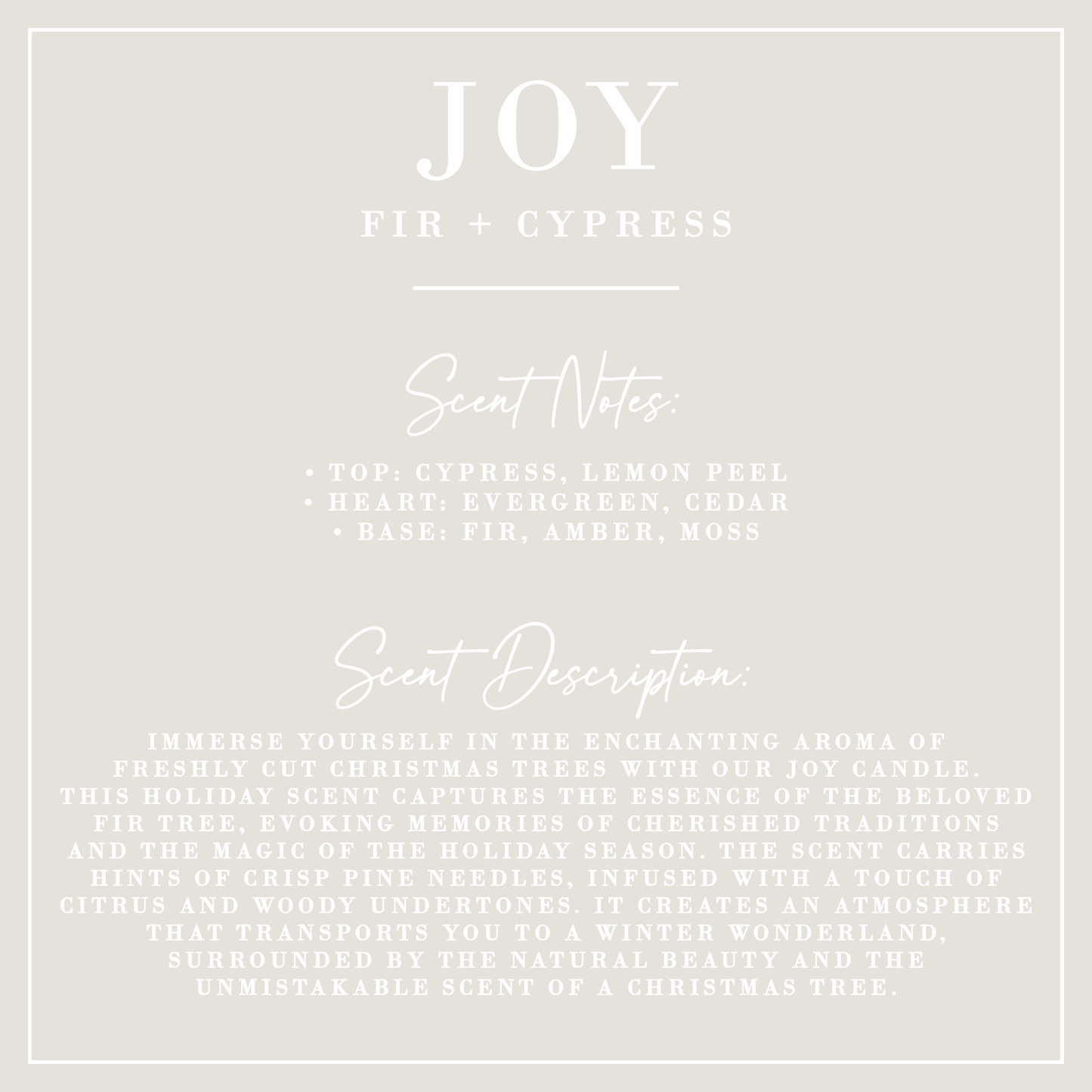 JOY | Fir + Cypress Candle | Luxe Collection