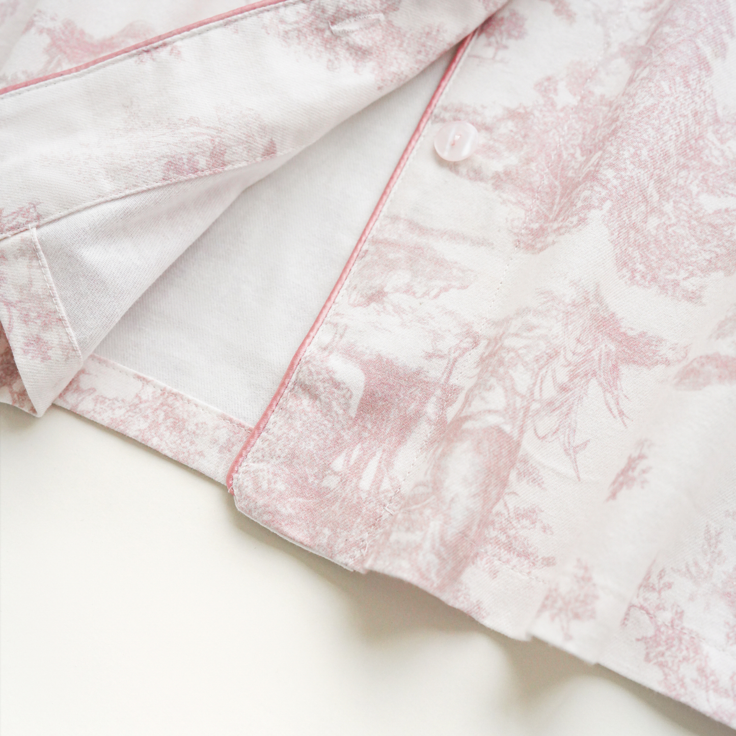Pink Toile Women Pajamas Set – Summer Cotton Loungewear 