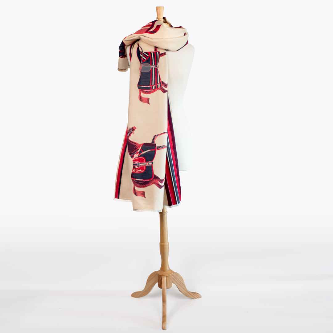 Equus -  Crimson Equestrian Motif Luxe Shawl