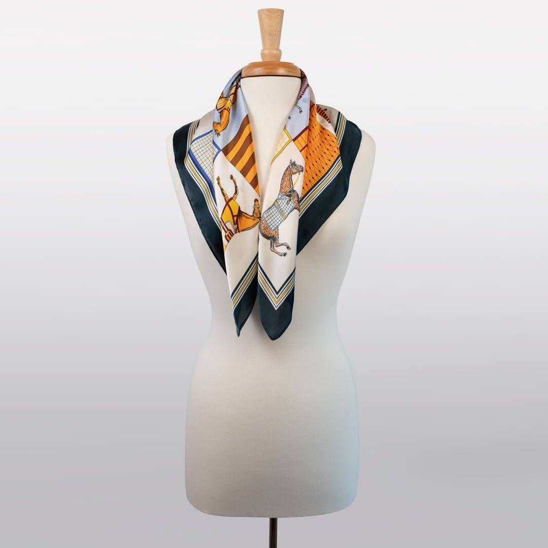 Signature - Stylized Equestrian Scarf in Deep Blue