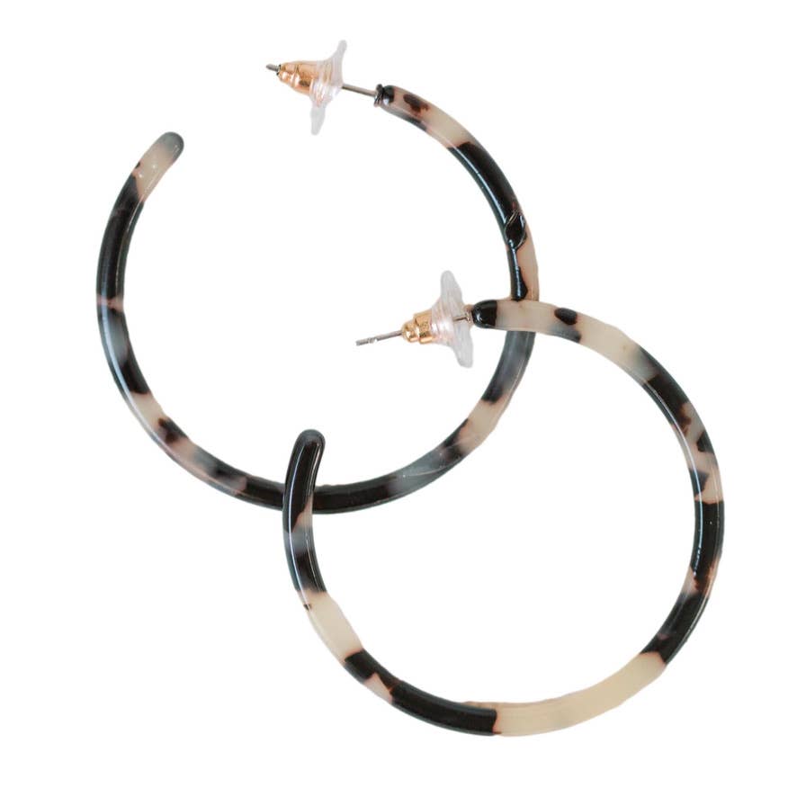 1.25" Skinny Blonde Tortoise Hoop Earrings