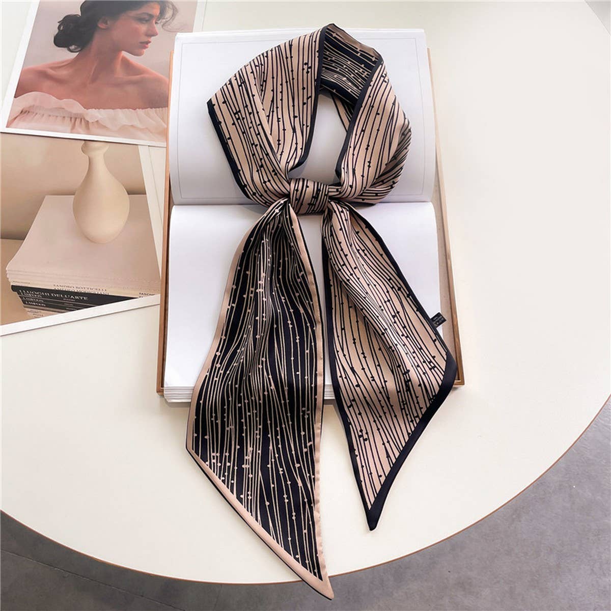 FASHIONABLE DOUBLE-LAYER RIBBON ANGLED HEAD SCARF_CWASC1515