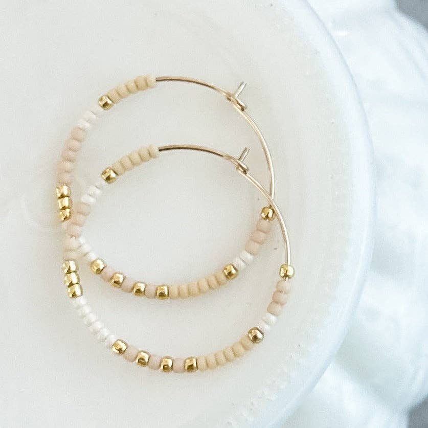 Holiday Beaded Hoop Earring |14k Gold Fill & Sterling Silver