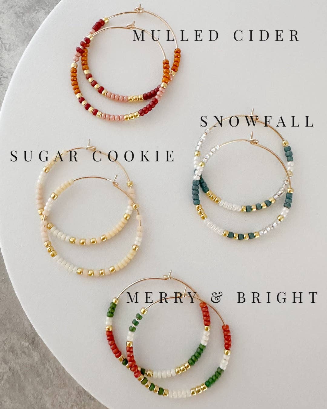 Holiday Beaded Hoop Earring |14k Gold Fill & Sterling Silver