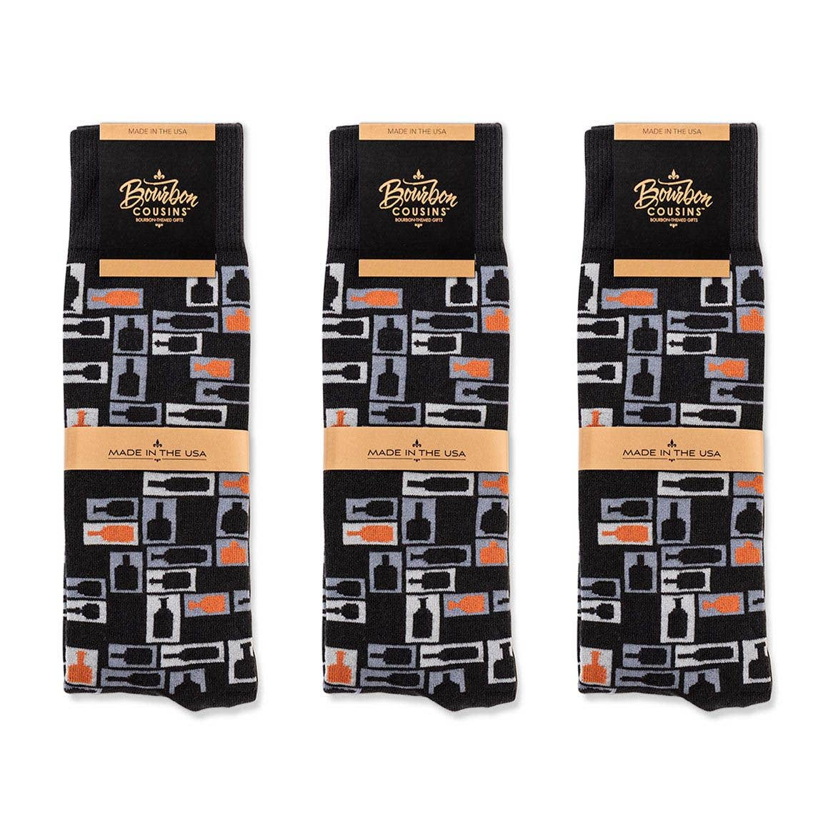 Retro Bourbon Socks - Black + Copper