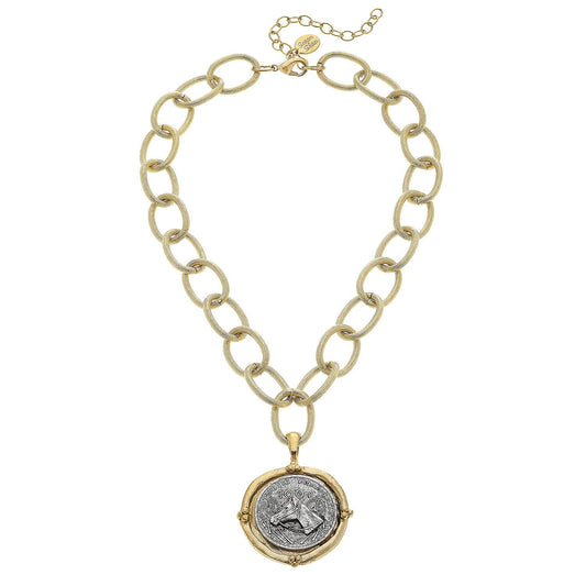 Handcast Gold and Silver Horse Necklace