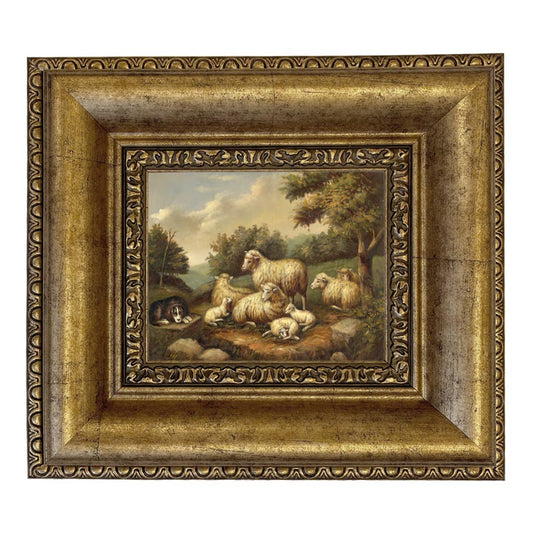 Sheep in Landscape Framed Painting Print on Canvas