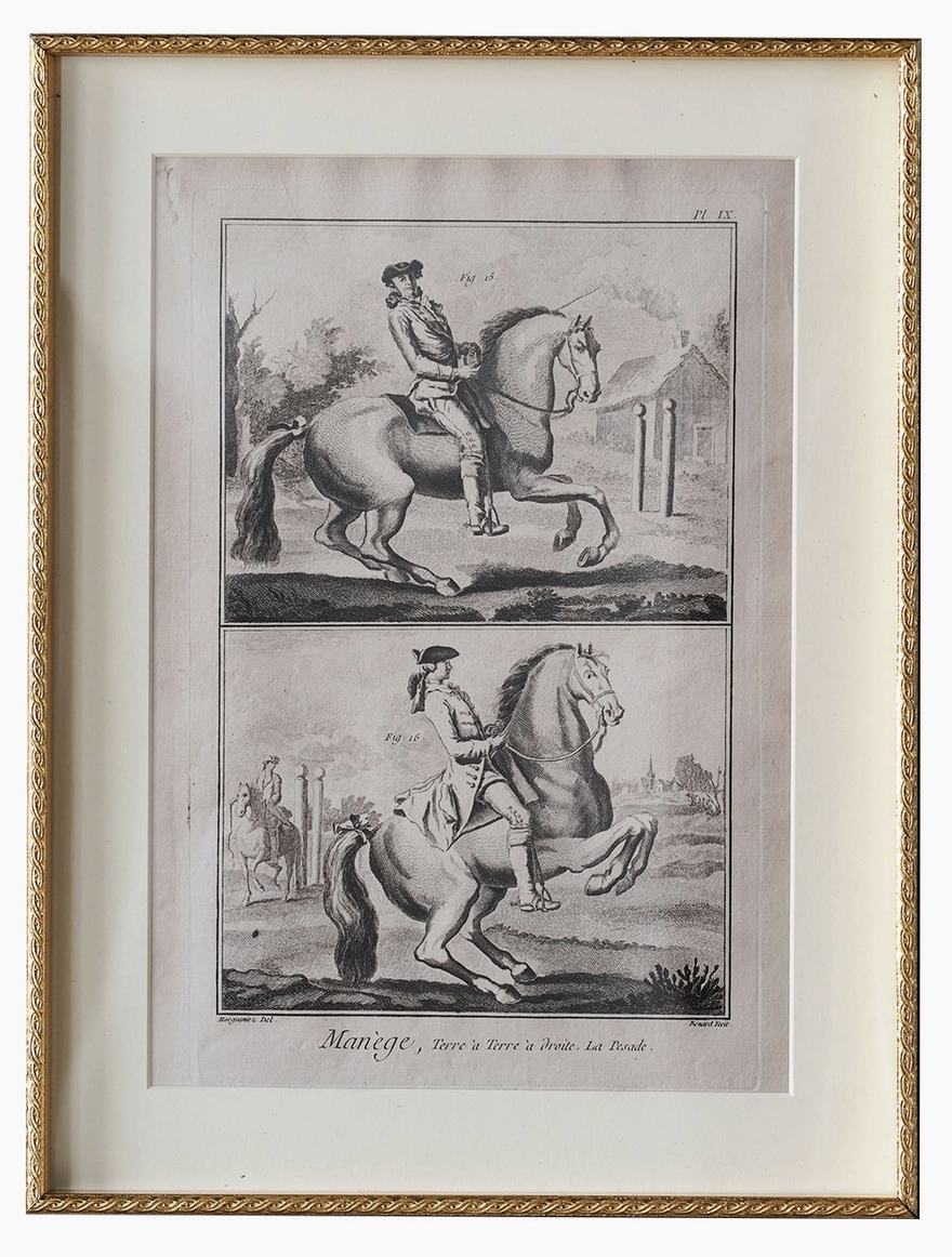 Chesham Terre a Terre - Two Riders on Horses, Figs. 15 & 16, 9x12