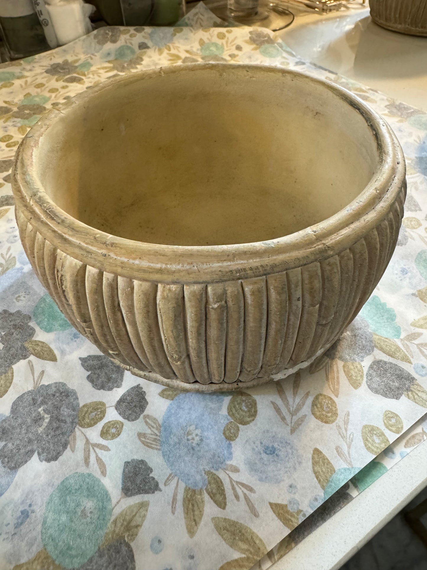 Concrete Faux Rattan Planter