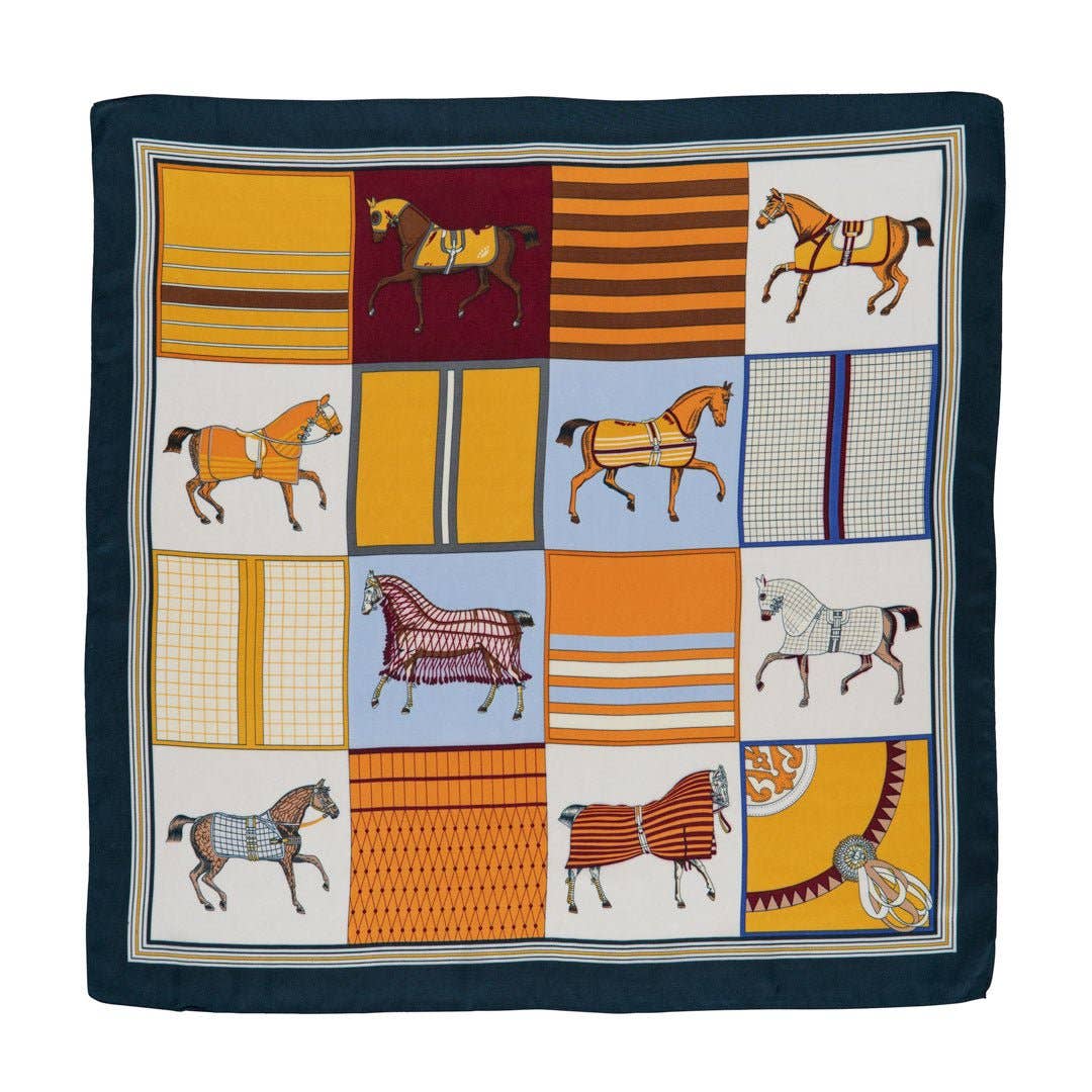 Signature - Stylized Equestrian Scarf in Deep Blue