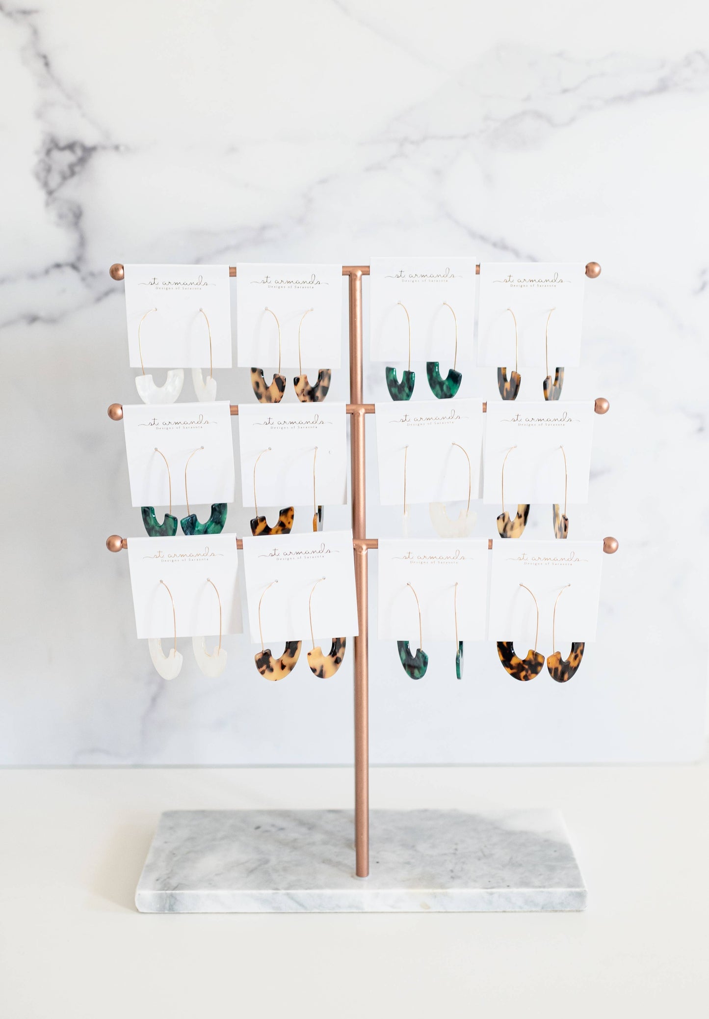 White Tortoise Statement Threader Earrings