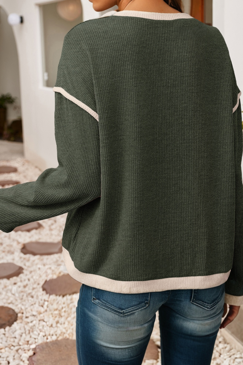 LDC Merry Graphic Contrast Trim Christmas Knitted Top