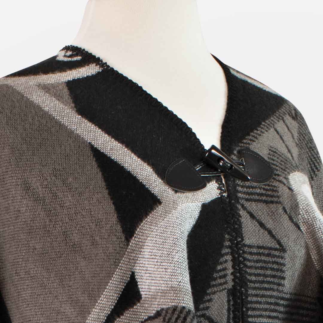 Adina -  Equestrian Motif Shawl in Charcoal Wrap