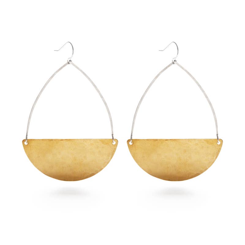 Mixed Metal Semicircle Earrings- Large