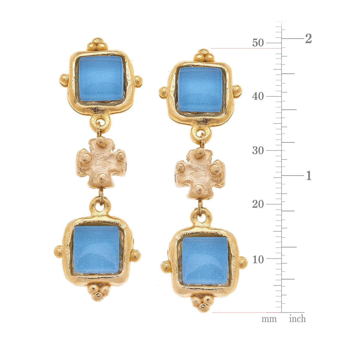 Charlotte Aqua French Glass Tier Earrings