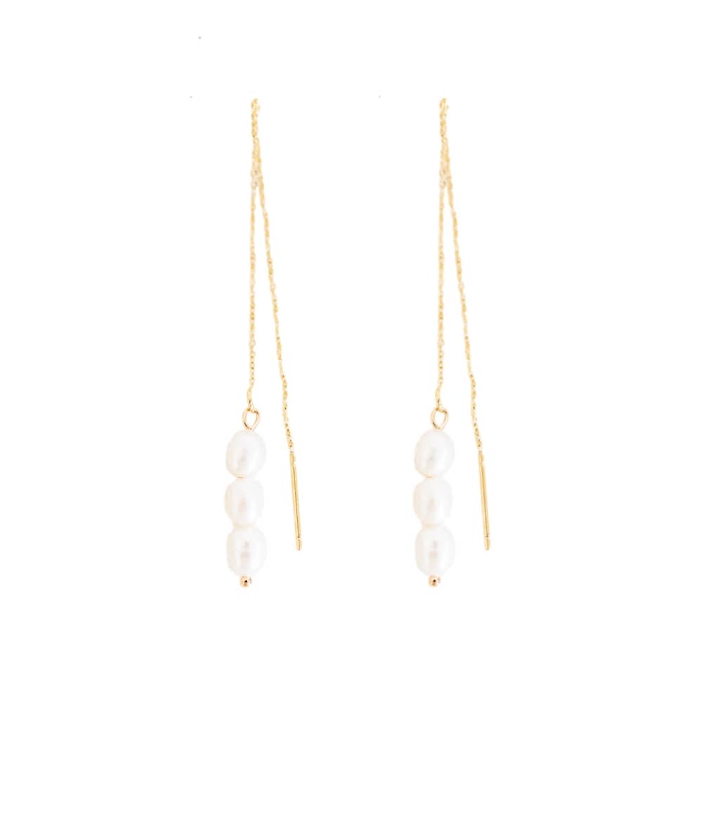 Skinny Pearl Statement Threader Earrings