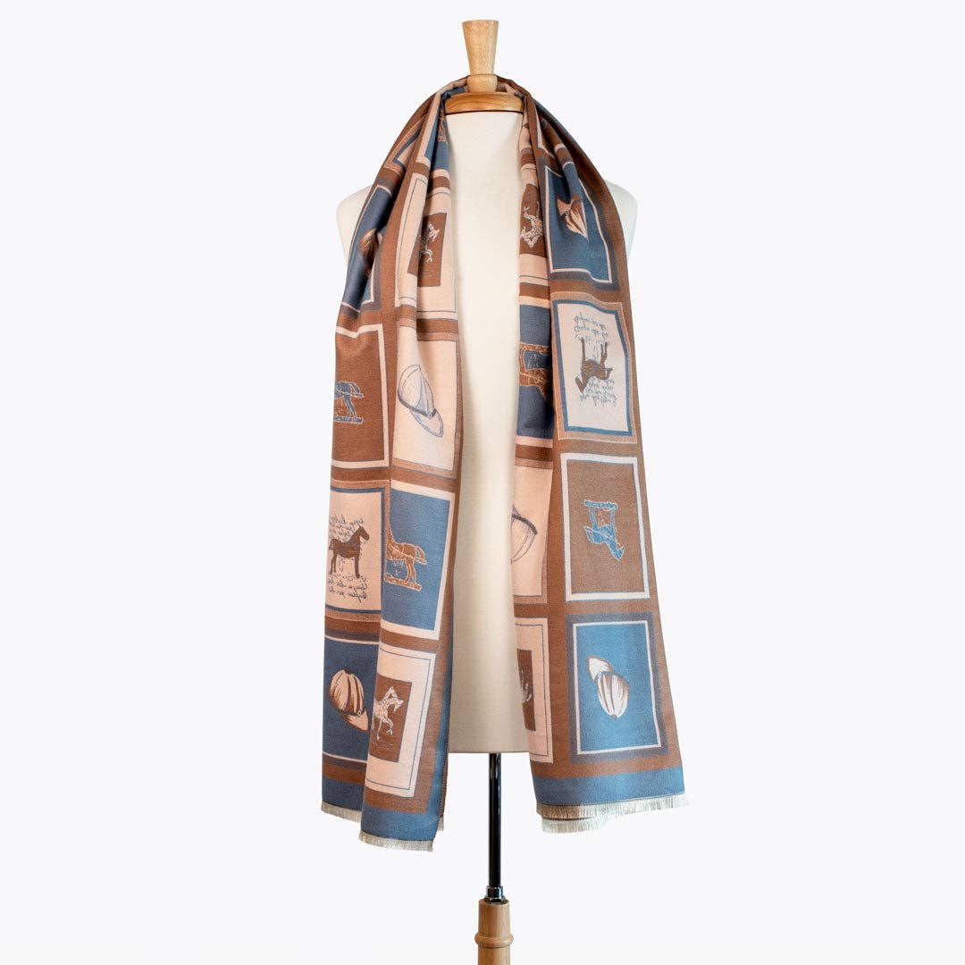 Hunt Club -  Equestrian Motif Luxe Shawl