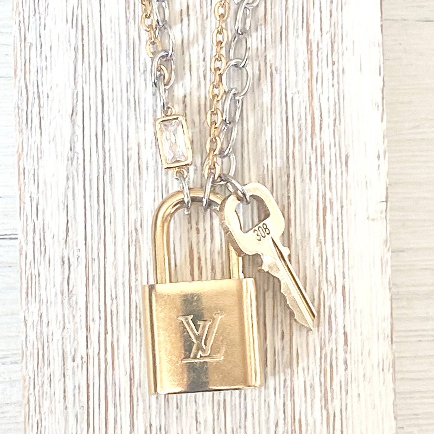 Louis Vuitton  lock necklace repurposed upcycled LV