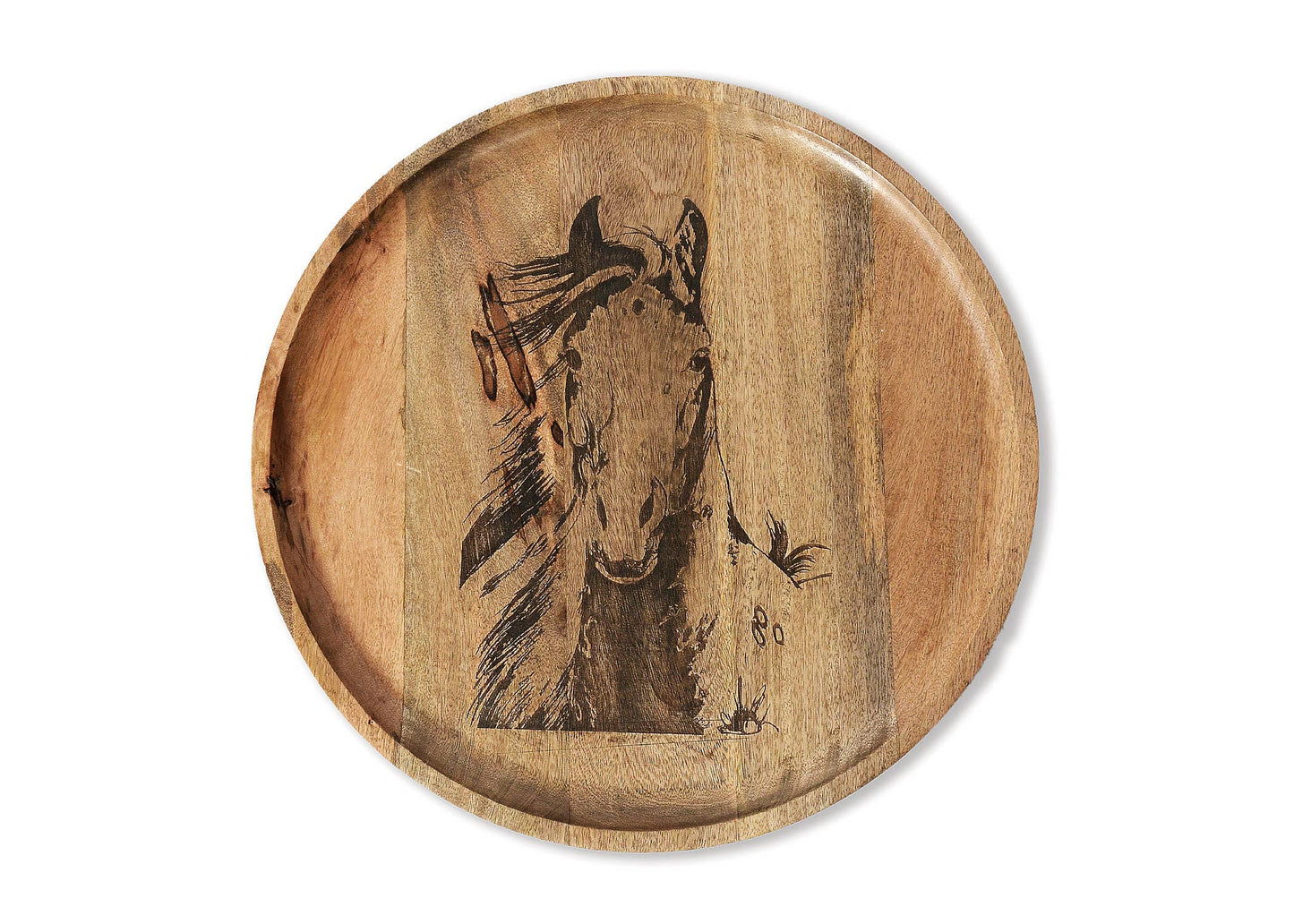 "Branding Iron" Horse Bust Mango Wood Charcuterie Tray
