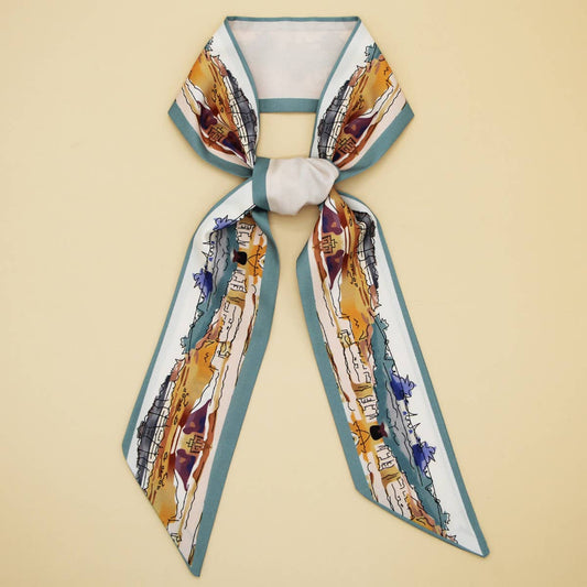 Letter Floral Skinny Scarf – Hair Bow & Bag Ribbon_CWASC0070