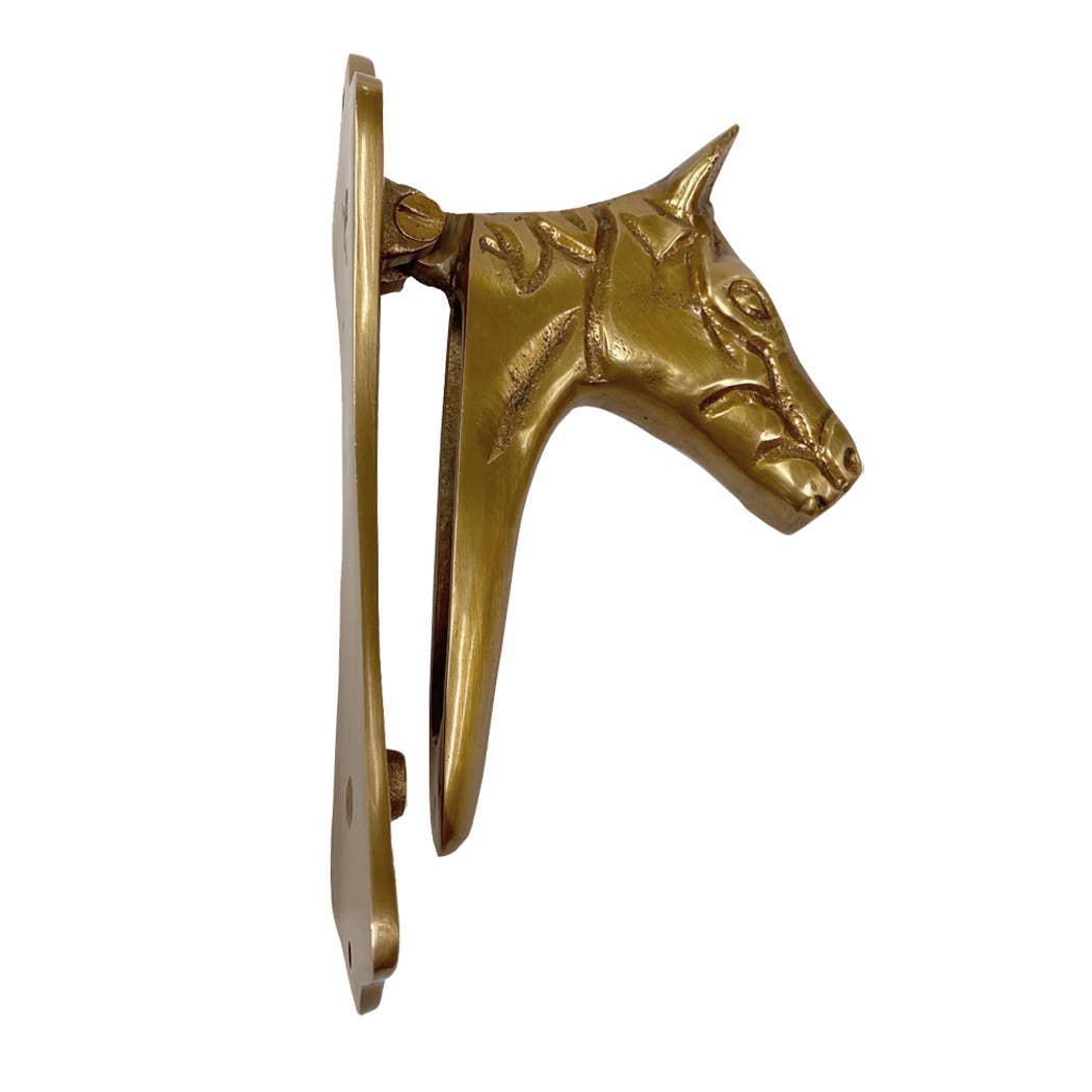 6" Antiqued Brass Horse Head Door Knocker