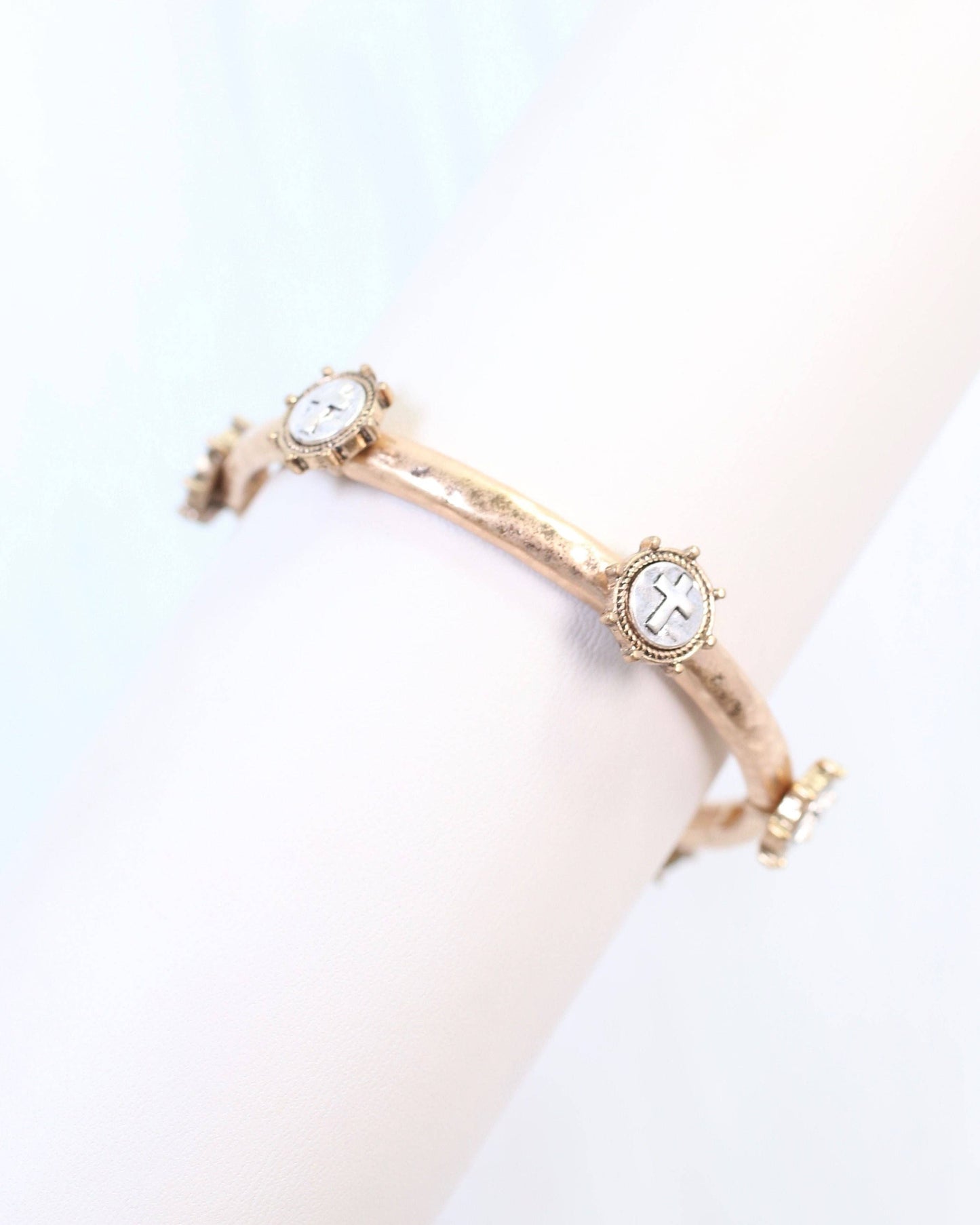 McLean Cross Stretch Bracelet Worn Gold