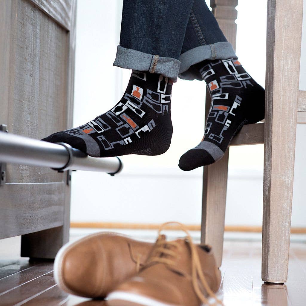 Retro Bourbon Socks - Black + Copper
